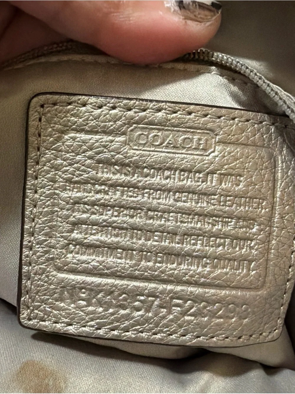 COACH F23293 Park Pebble Leather Hobo Shoulder Hand Bag Zip Metallic Platinum